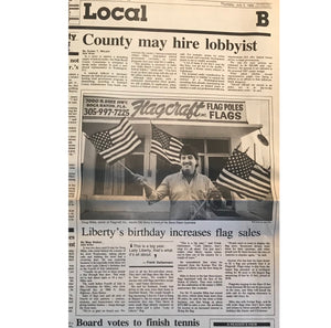 Liberty's Birthday Increases Flag Sales - July 3, 1986.