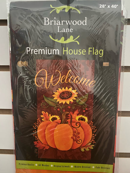 Pumpkin Fall Welcome House Flag