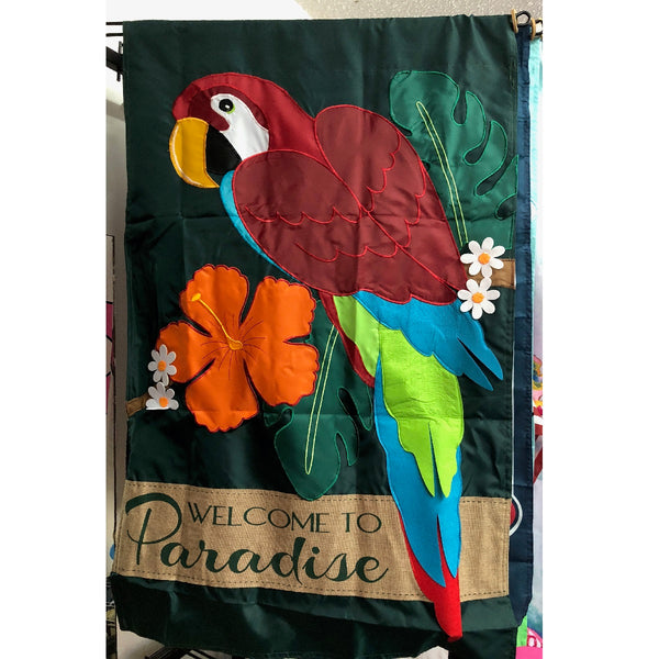 Paradise Parrot House Flag