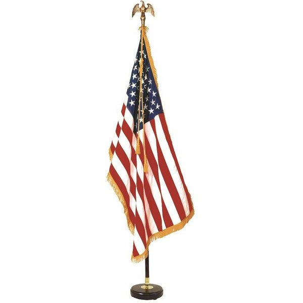 Indoor Mahogany Flag Set with Signature U.S. Flag