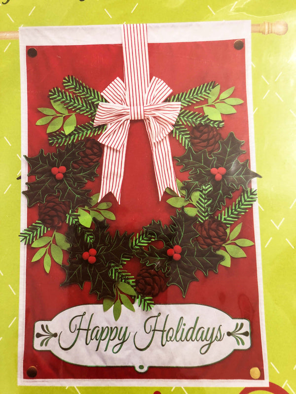 Christmas Wreath House Flag